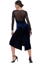 Load image into Gallery viewer, Sexy Velvet Tango Dress With Mesh Décolletage Back and Sleeves
