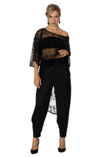 Load image into Gallery viewer, Sheer Black Lace Long Tail Top