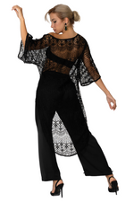 Load image into Gallery viewer, Sheer Black Lace Long Tail Top