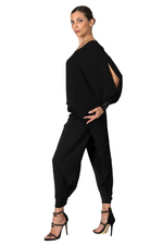 Load image into Gallery viewer, Black Georgette Long Tail Top With Lace Details