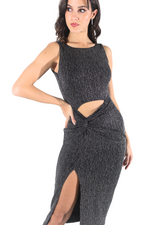 Load image into Gallery viewer, Shimmering Cutout Knot Detail Tango Dress
