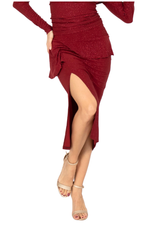 Load image into Gallery viewer, Red dress with a slit skirt on a white background