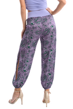 Load image into Gallery viewer, Purple Paisley Print Satin Babucha Tango Pants