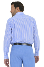 Load image into Gallery viewer, Sky Blue Striped Men's Shirt With Oval print