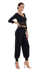 Load image into Gallery viewer, Sleeved Tango Crop Top with Lace Waistband