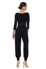 Load image into Gallery viewer, Sleeved Tango Crop Top with Lace Waistband