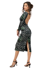 Load image into Gallery viewer, Snake Print Long Sleeve Backless Velvet Bodycon Dress