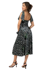 Load image into Gallery viewer, Snake Print Ruffled Velvet Dress With Decorative Bow Details