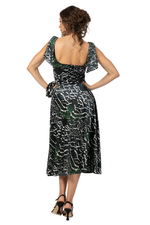Load image into Gallery viewer, Snake Print Ruffled Velvet Dress With Decorative Bow Details