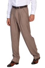 Load image into Gallery viewer, Soft Brown Striped Men's Tango Pants With Three Pleats