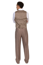 Load image into Gallery viewer, Soft Brown Striped Men's Tango Pants With Three Pleats