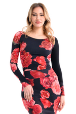 Load image into Gallery viewer, Spanish Floral Print Long Sleeve Dance Top