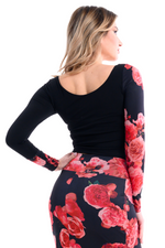 Load image into Gallery viewer, Spanish Floral Print Long Sleeve Dance Top