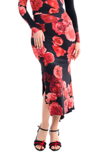 Load image into Gallery viewer, Spanish Floral Print Midi Skirt With Side Slit