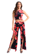 Load image into Gallery viewer, Spanish Floral Print Velvet Crop Top