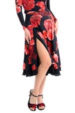 Load image into Gallery viewer, Spanish Floral Print Two-layer Satin Dance Skirt