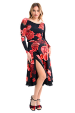 Load image into Gallery viewer, Spanish Floral Print Two-layer Satin Dance Skirt