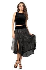 Load image into Gallery viewer, Sparkling Leaf-Print Two-layer Dance Skirt
