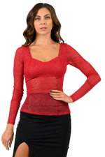 Load image into Gallery viewer, Sparkling Sweetheart Neckline Sleeved Top