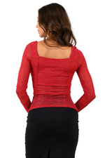 Load image into Gallery viewer, Sparkling Sweetheart Neckline Sleeved Top