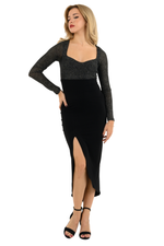 Load image into Gallery viewer, Tango Dress With Curved Slit And Sparkling Top