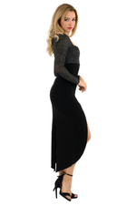 Load image into Gallery viewer, Tango Dress With Curved Slit And Sparkling Top