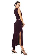 Load image into Gallery viewer, Sparkling Midi Skirt With Side Slit