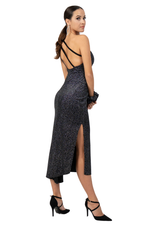 Load image into Gallery viewer, Sparkling Velvet One-Shoulder Tango Dress With Strappy Back