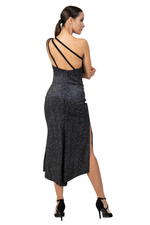 Load image into Gallery viewer, Sparkling Velvet One-Shoulder Tango Dress With Strappy Back