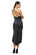 Load image into Gallery viewer, Sparkling Velvet One-Shoulder Tango Dress With Strappy Back
