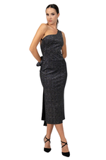 Load image into Gallery viewer, Sparkling Velvet One-Shoulder Tango Dress With Strappy Back
