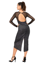 Load image into Gallery viewer, Sparkling Velvet Open Back Tango Dress With Mesh Details