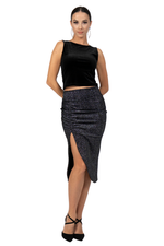 Load image into Gallery viewer, Sparkling Velvet Pencil Skirt With Gatherings