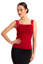 Load image into Gallery viewer, Square Neckline Top With Bust Gatherings And Lace Straps
