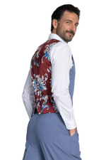 Load image into Gallery viewer, Stone Blue Tango Vest With Paisley Floral Print Back