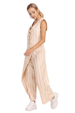 Load image into Gallery viewer, Striped Beige Wrap Women's Tailored Trousers