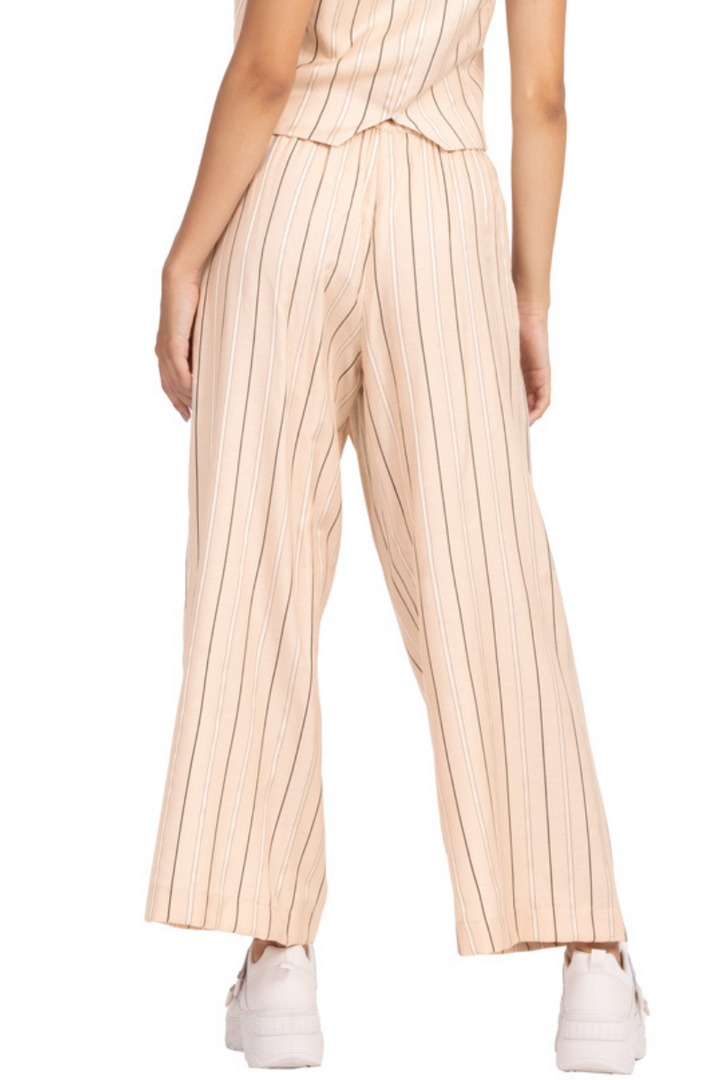 Striped Beige Wrap Women's Tailored Trousers