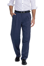 Load image into Gallery viewer, Striped Blue Pants With Front And Back Pleat
