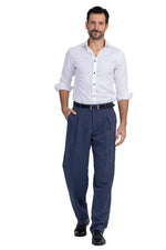 Load image into Gallery viewer, Striped Blue Pants With Front And Back Pleat