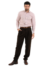 Load image into Gallery viewer, Striped Brown Men's Tango Pants With Three Pleats