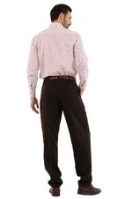 Load image into Gallery viewer, Striped Brown Men's Tango Pants With Three Pleats