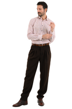 Load image into Gallery viewer, Striped Brown Men's Tango Pants With Three Pleats