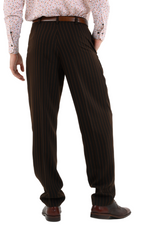 Load image into Gallery viewer, Striped Brown Men's Tango Pants With Three Pleats
