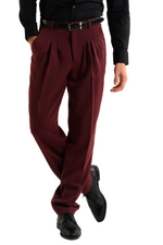 Load image into Gallery viewer, Striped Burgundy Men's Tango Pants With Three Pleats
