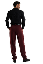 Load image into Gallery viewer, Striped Burgundy Men's Tango Pants With Three Pleats