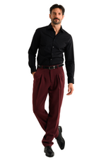 Load image into Gallery viewer, Striped Burgundy Men's Tango Pants With Three Pleats