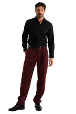 Load image into Gallery viewer, Striped Burgundy Men's Tango Pants With Three Pleats
