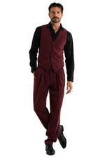 Load image into Gallery viewer, Striped Burgundy Men's Tango Pants With Three Pleats