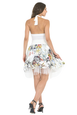 Load image into Gallery viewer, Striped Floral Mesh Tulle Above-Knee Skirt