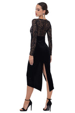 Load image into Gallery viewer, Sweetheart Lace & Velvet Dress With Slits